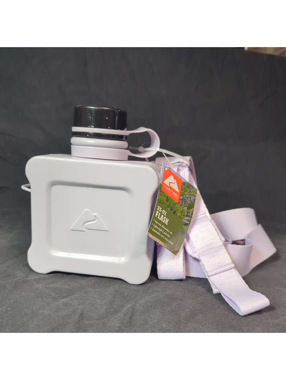 Ozark Trail 25 Oz Flask Water Bottle Purple with Shoulder Strap- NEW